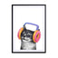Cat with headphones Wall Art - Drawdeck
