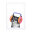 Cat with headphones Wall Art - Drawdeck
