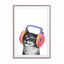 Cat with headphones Wall Art - Drawdeck