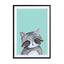 Woodland Racoon On Mint Wall Art - Drawdeck