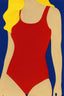 Red Swimsuit - Blonde - Wall Art - Drawdeck