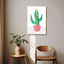 Painted Cactus In Coral Plant Pot