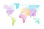 Watercolor World Map  Multicolored - Drawdeck